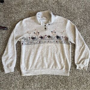 Vintage Teddi Petite Sweater Cottagecore Floral Embroidery Knit Pullover 80s 90s